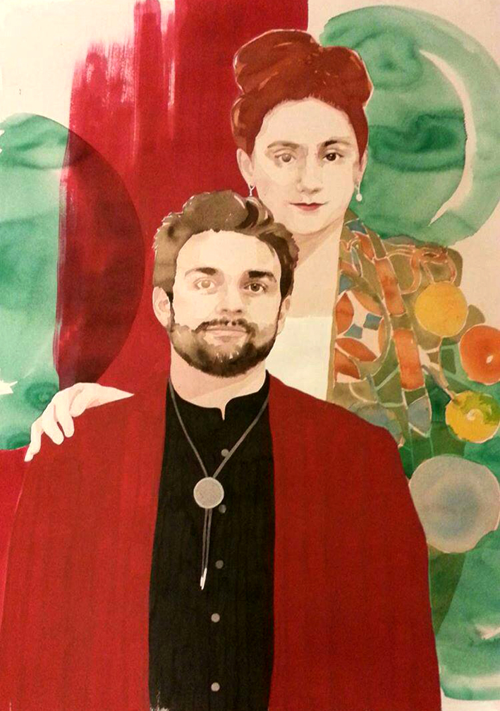 couple portrait wedding portrait couple portrait watercolor painting   large colorful beauty Fashion 