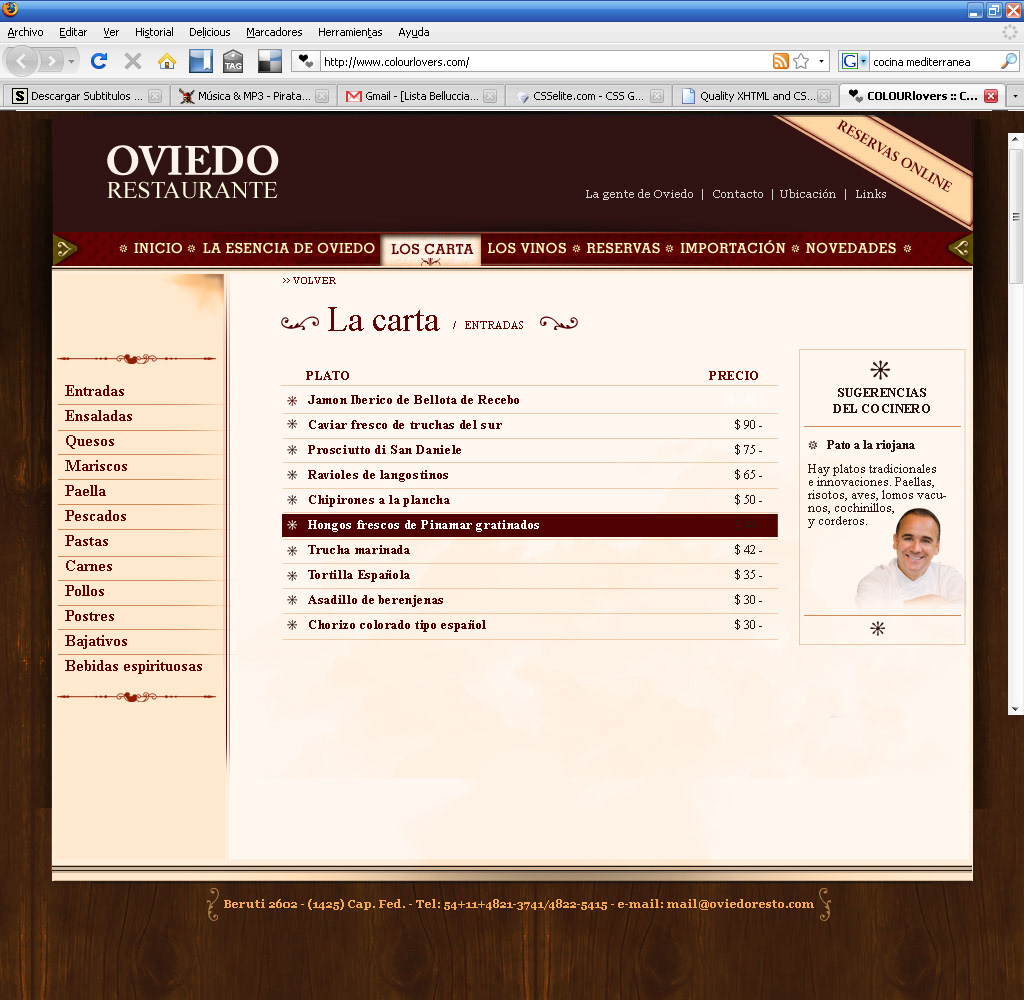 restaurant Oviedo Web ocre yellow italian aged pattern