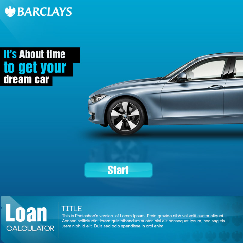 barcklays Bank facebook app ux application Website page car Auto blue banking account calculator