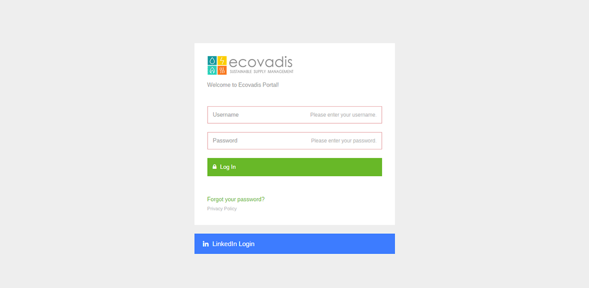 ecovadis eco ratings portal supplier management SUPPLIER SUSTAINABILITY RATINGS CSR performance Buyer-Supplier relationship dashboard web app prototype NEXTGEN