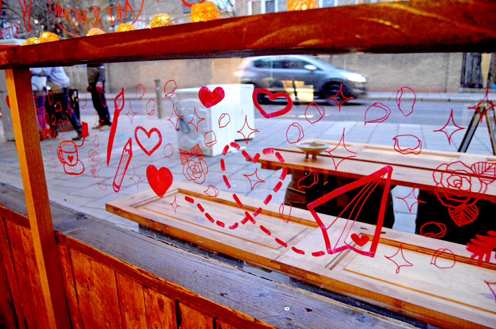 London window project  london street art street artist murales writers Acrylic on glass live art Love Valentine's Day red hoxton