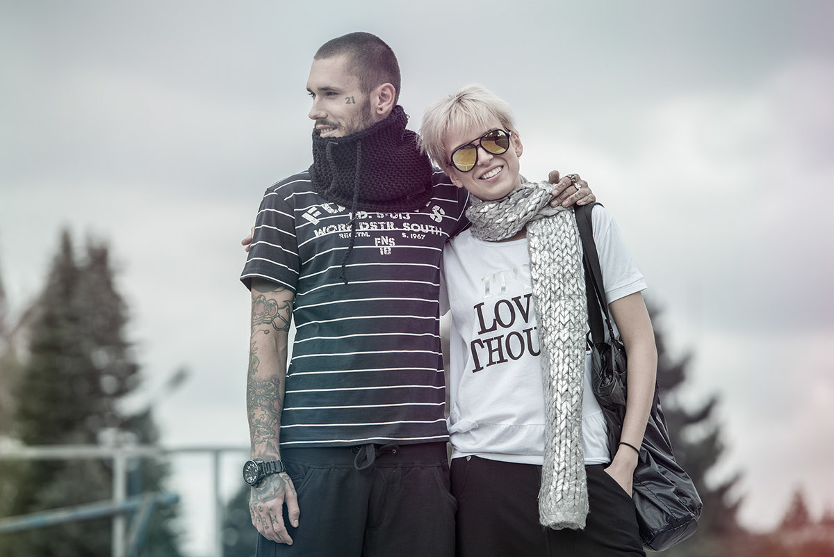 funknsoul models photoshoot Desaturated couple tatoo autumn fresh swag