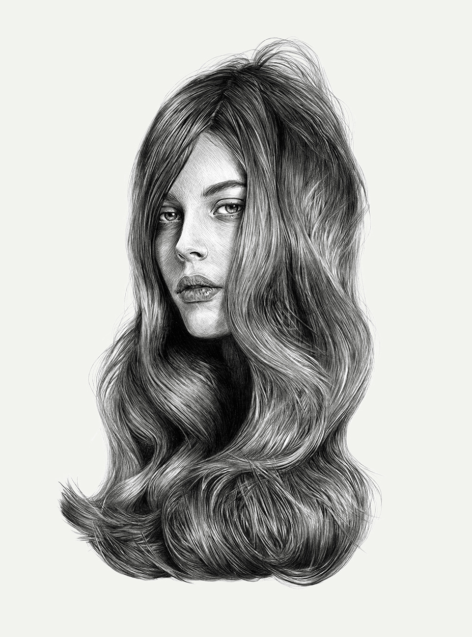 hair model Hair study Pencil drawing hair drawing Beauty Illustration beauty