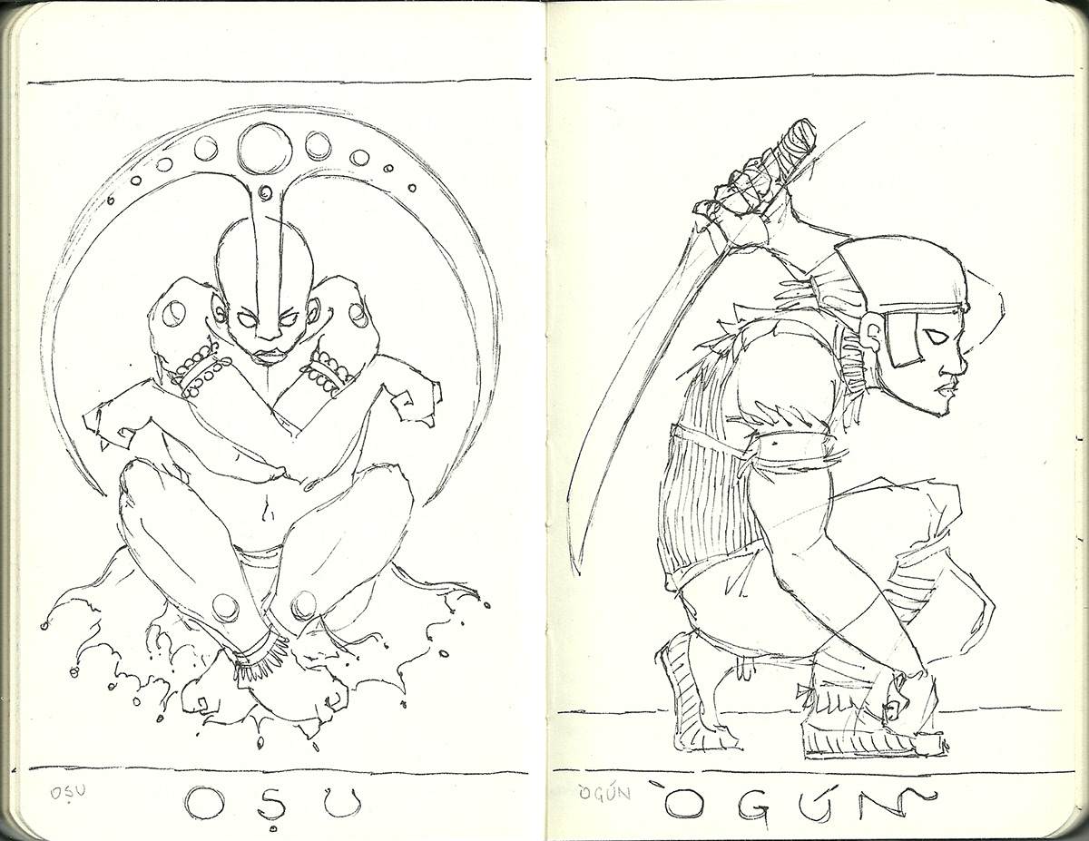 sketch sketchbook séghen daemonia nymphe orisha Yoruba Iron Kingdoms mythology