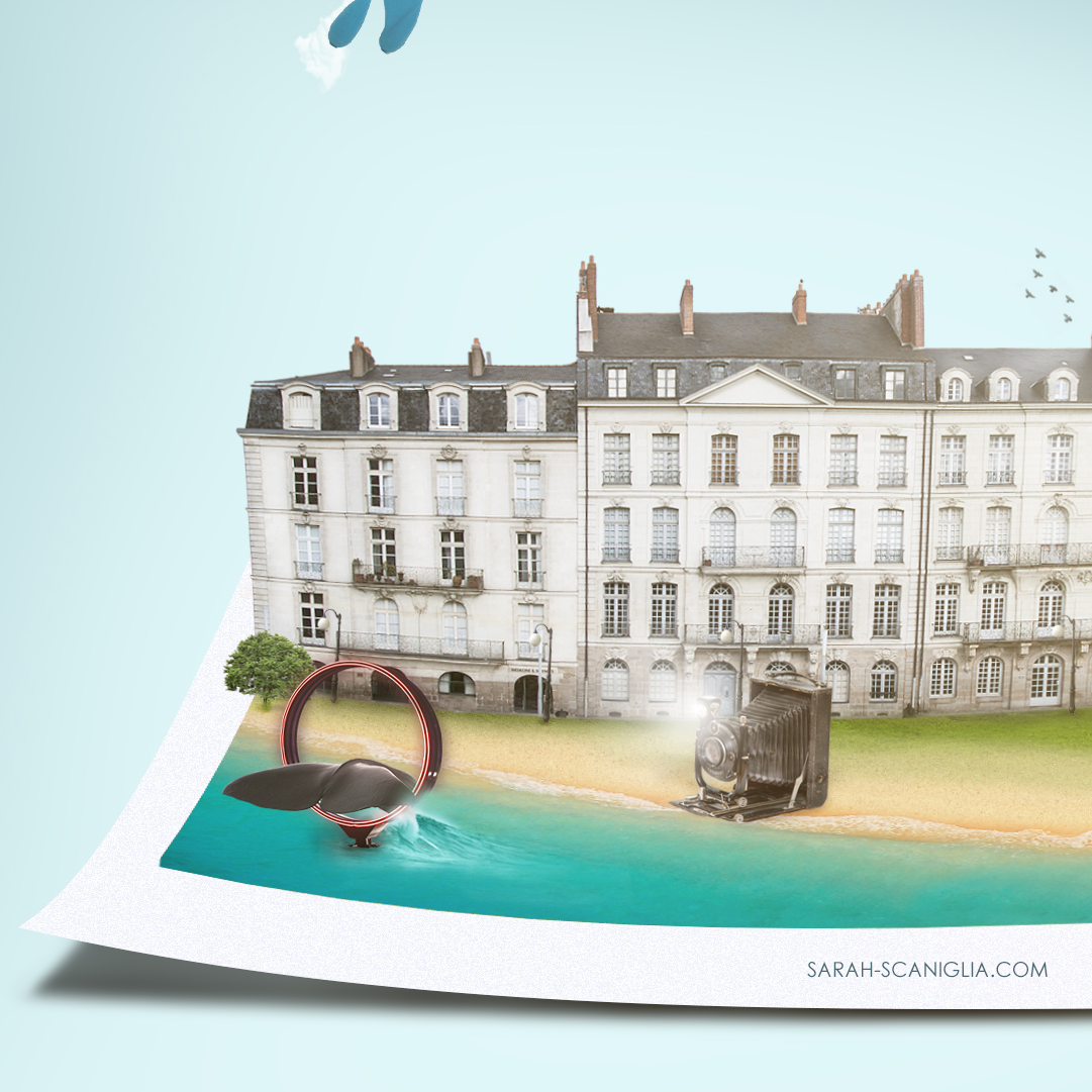 Nantes photoshop montage city photo Castle editorial Editing  flyer communication creation buren sea