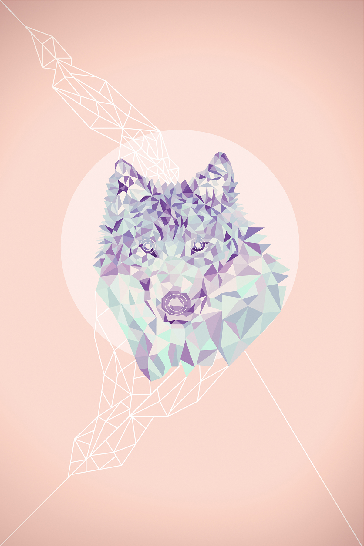 horse Triangles graphic lines pink green animal deer geometry animal Low Poly FOX