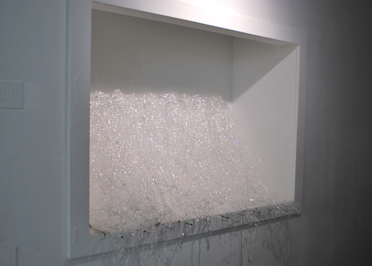 glass string plane transparent waterfall