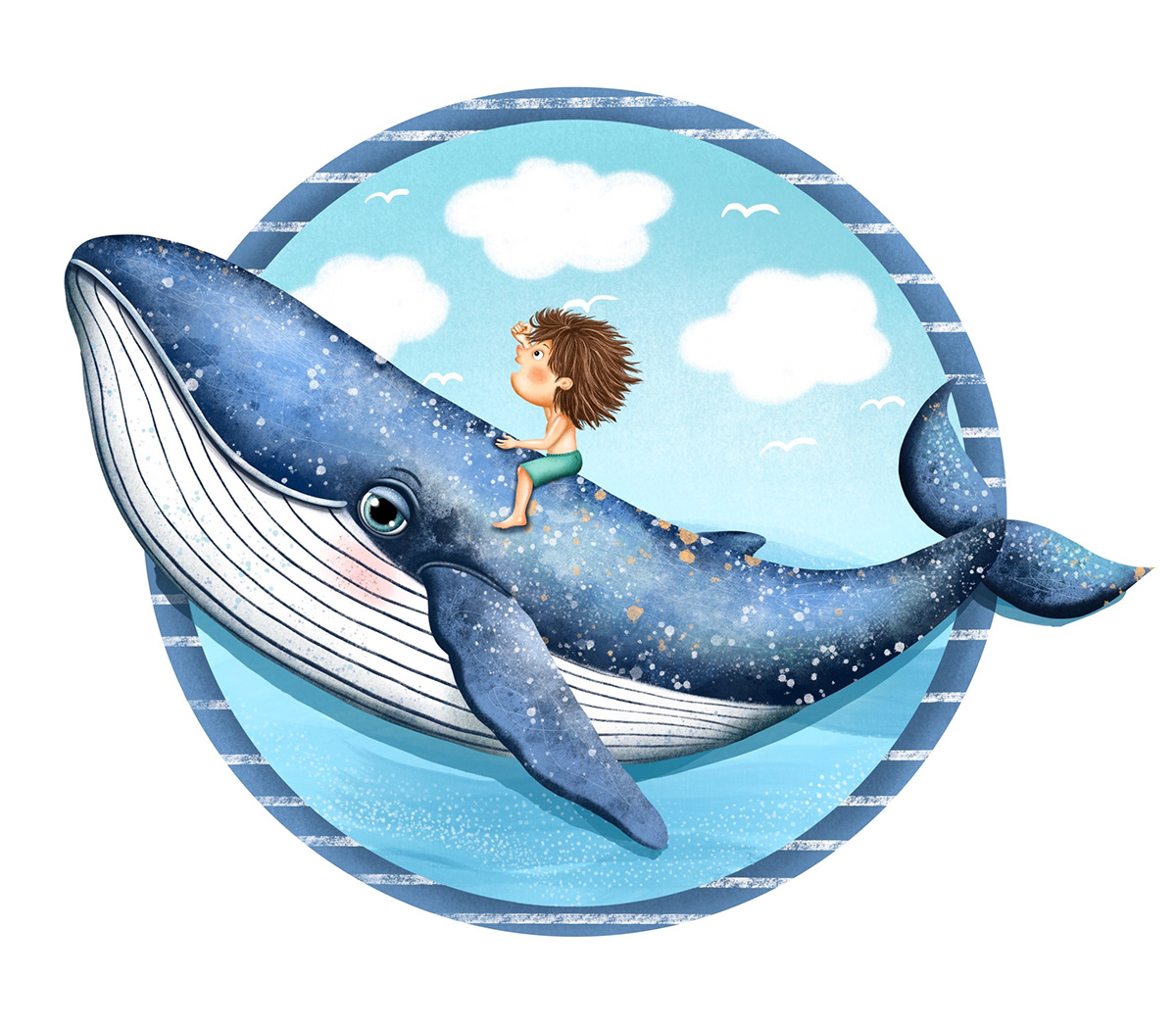 animals bluewhale Character design  children cute fish ILLUSTRATION  Ocean sea Whale