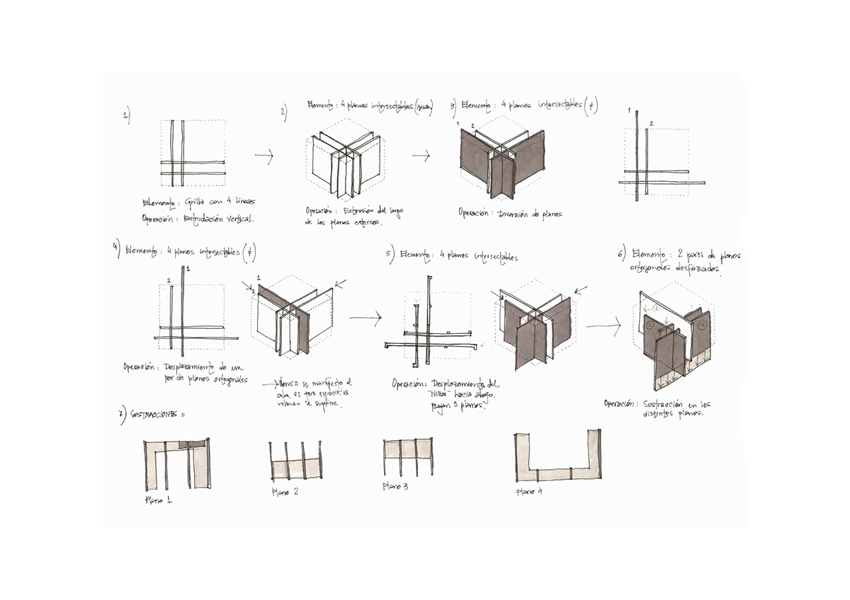 Analysis architecture draw Eisenman houseIV model sketch