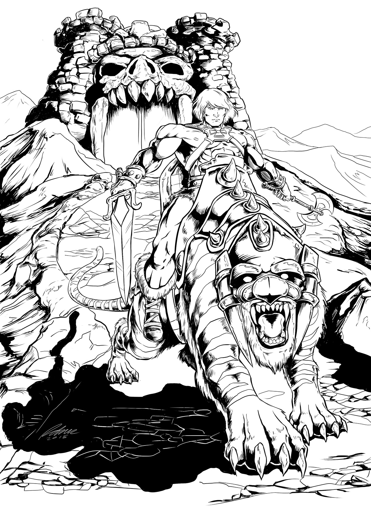 My take on He-Man and Battlecat ready for battle. Digitally sketched and drawn.