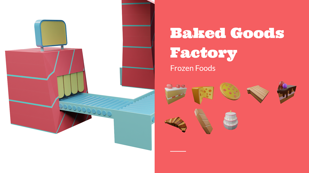 Baked Goods Factory shelves and it's products