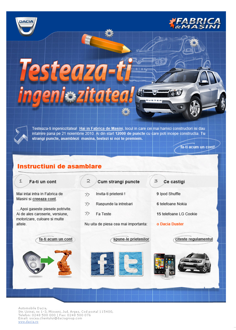 dacia newsletter car game car factory blue grid puzzle