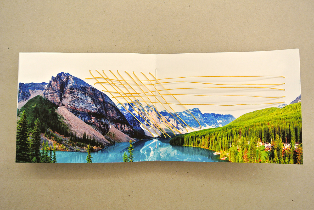 wood handmade book bookmaking thread landscapes