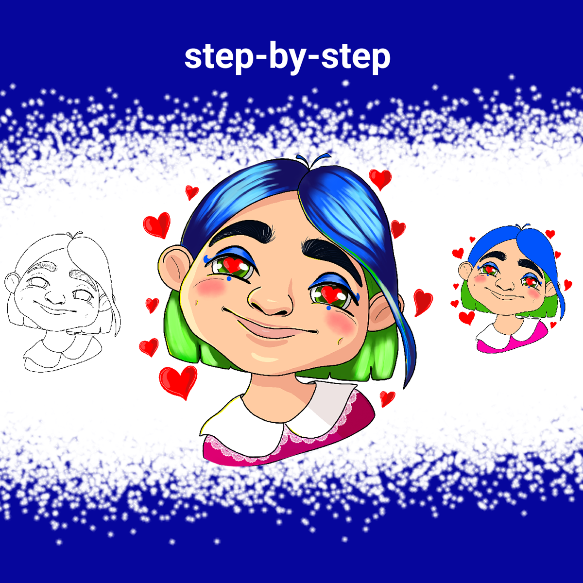 human face Character design  Digital Art  Sticker Design adobe illustrator portrait woman telegram stickers emotion Drawing 