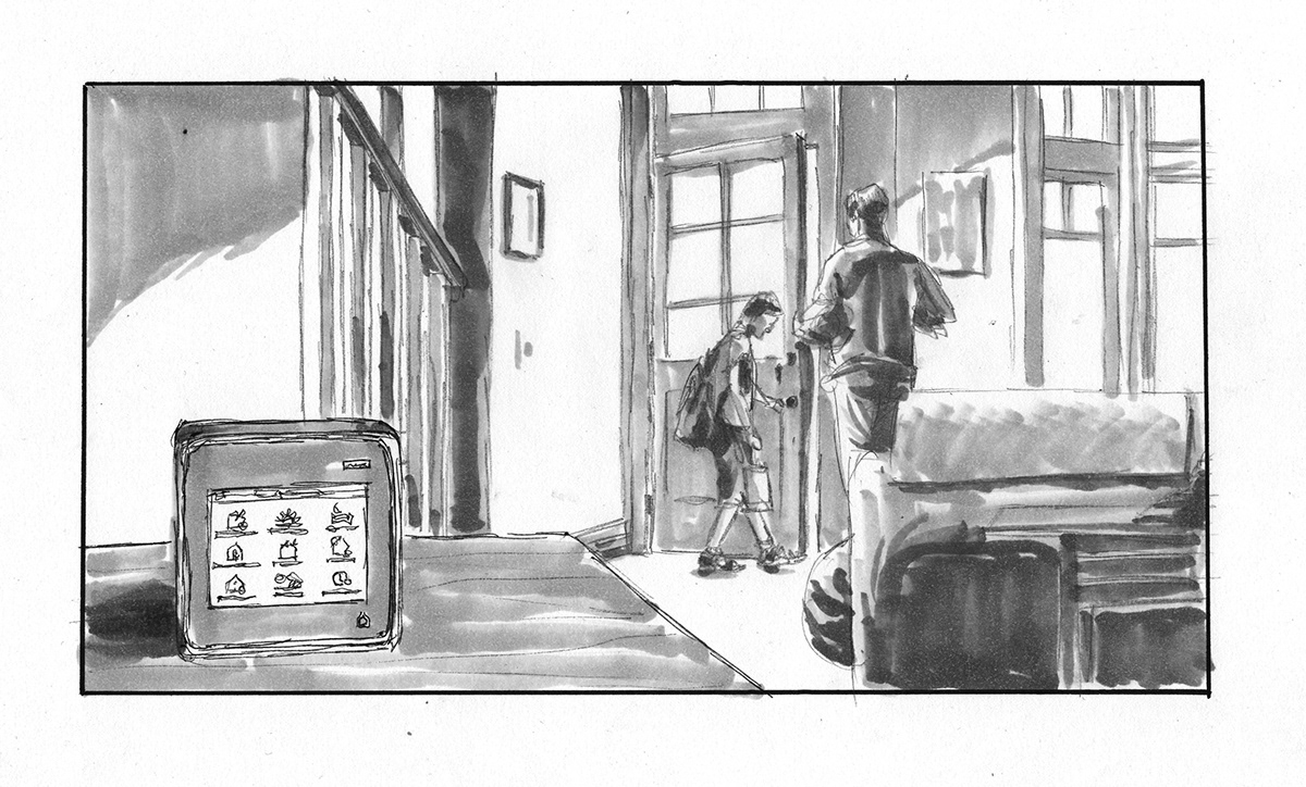 advertisement storyboard commission black and white illustrations handmade