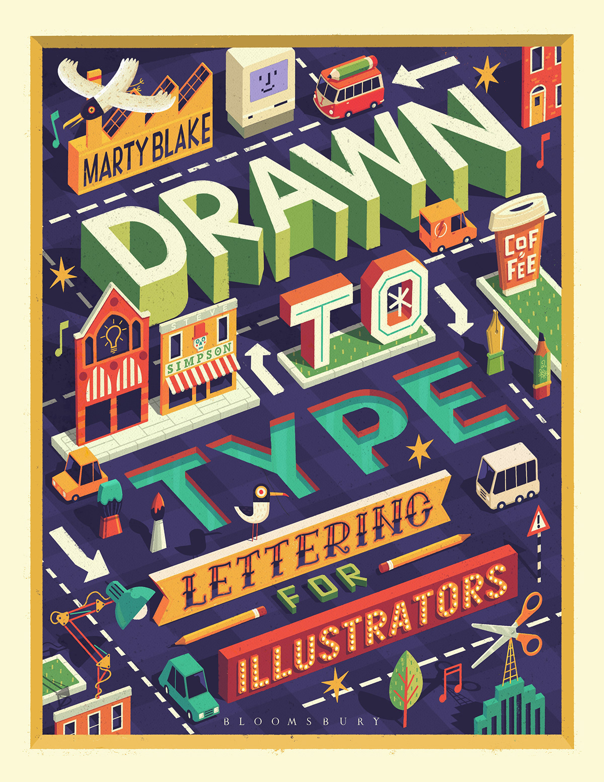 book cover drawn HAND LETTERING illustrated Isometric jacket poster town type typography  
