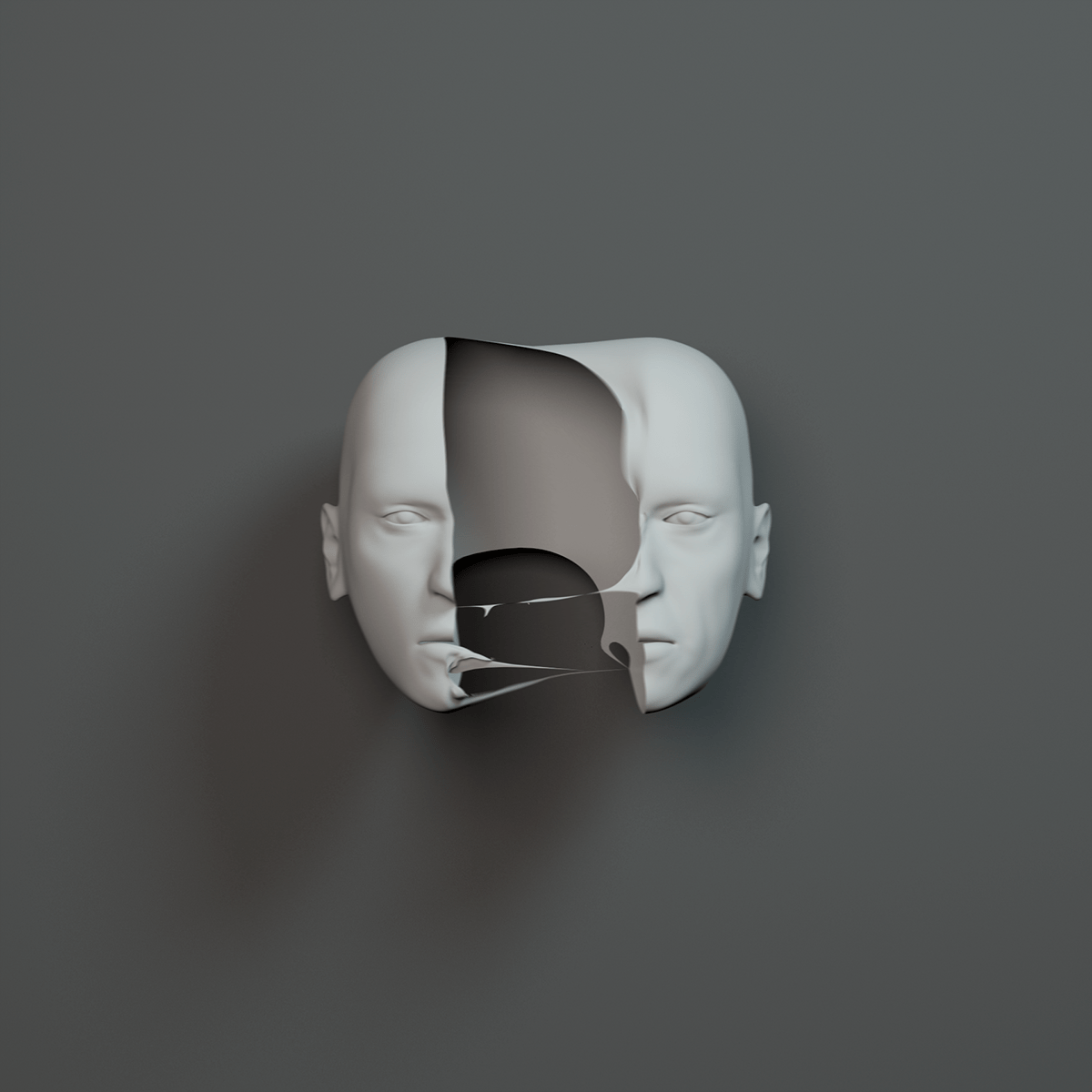 surreal head face greyscale human 3danimation c4d motiondesign hand square