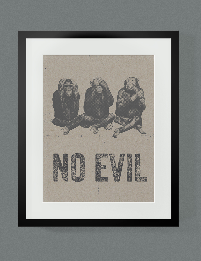 monkeys apes halftone print texture offset graphic letterpress craft RECYCLED Board stamp typographic evil