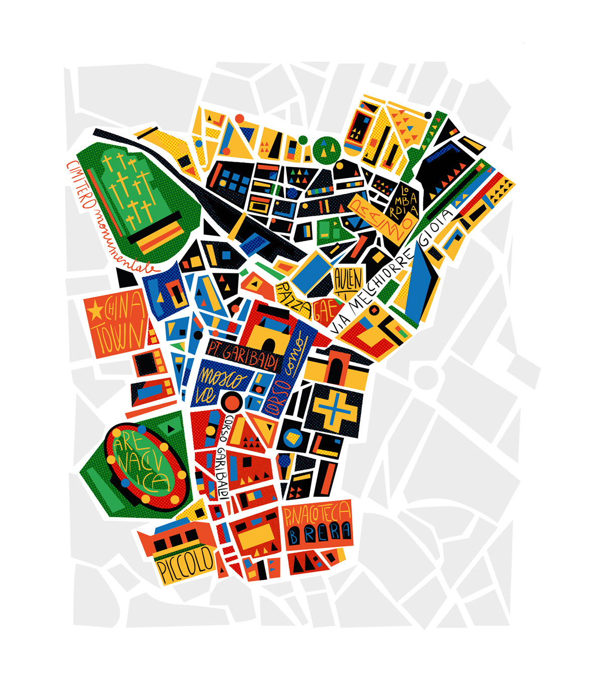 Illos color palette city Urban maps creative colorfull geometric graphic Illustrator detail Geography Street streets