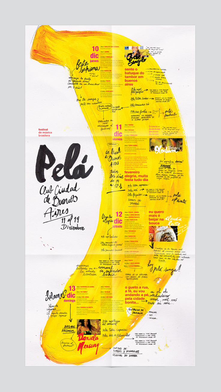 identity flyer poster banana yellow lettering helvetica Draft draw brand pela Musical colorful Fruit logo