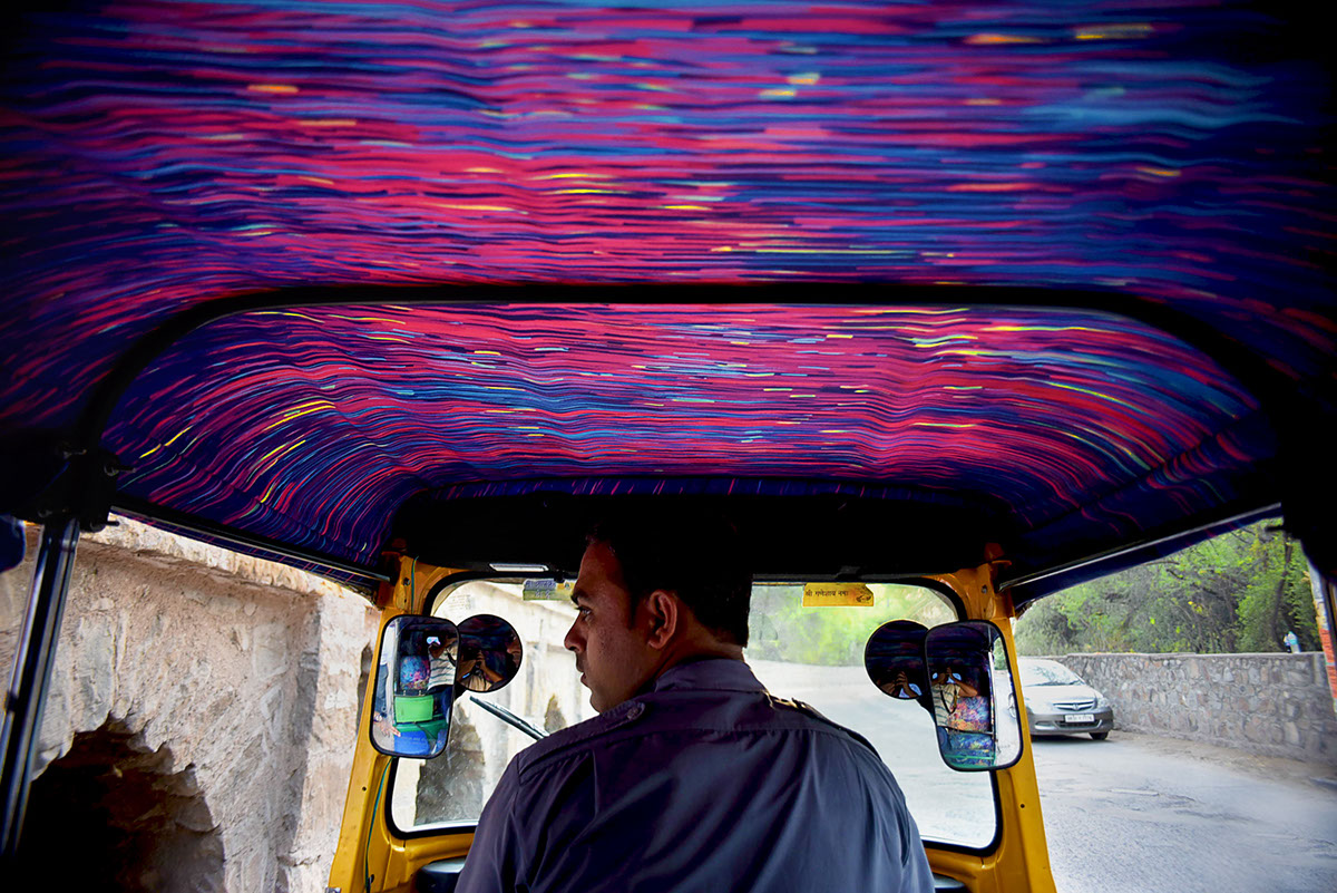 Delhi Rickshaw Autorickshaw India art streetart nasheet design van gogh nasheet shadani Taxi Fabric interiors humayun's tomb Mughal Architecture