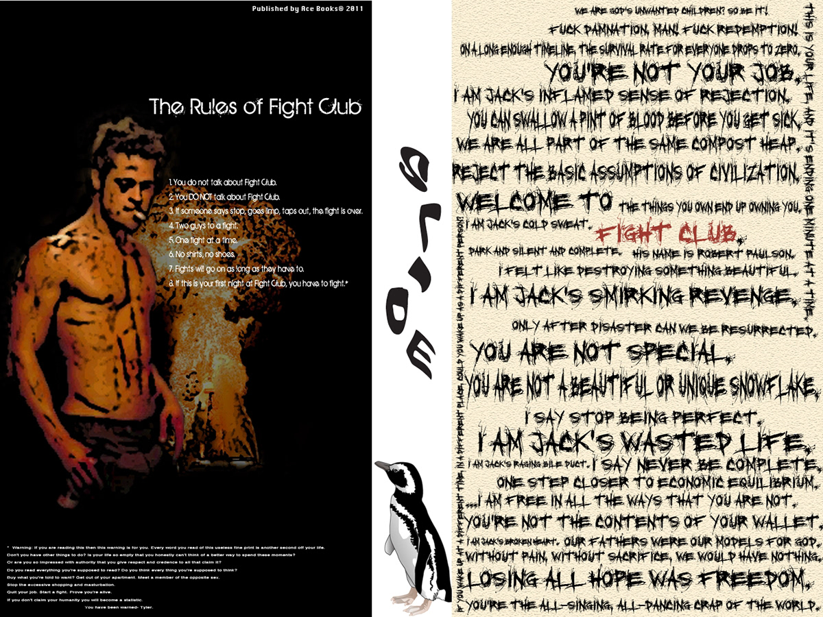 fight club book cover palahniuk Tyler Durden taylor lautner blood Mischief Mayhem soap slide
