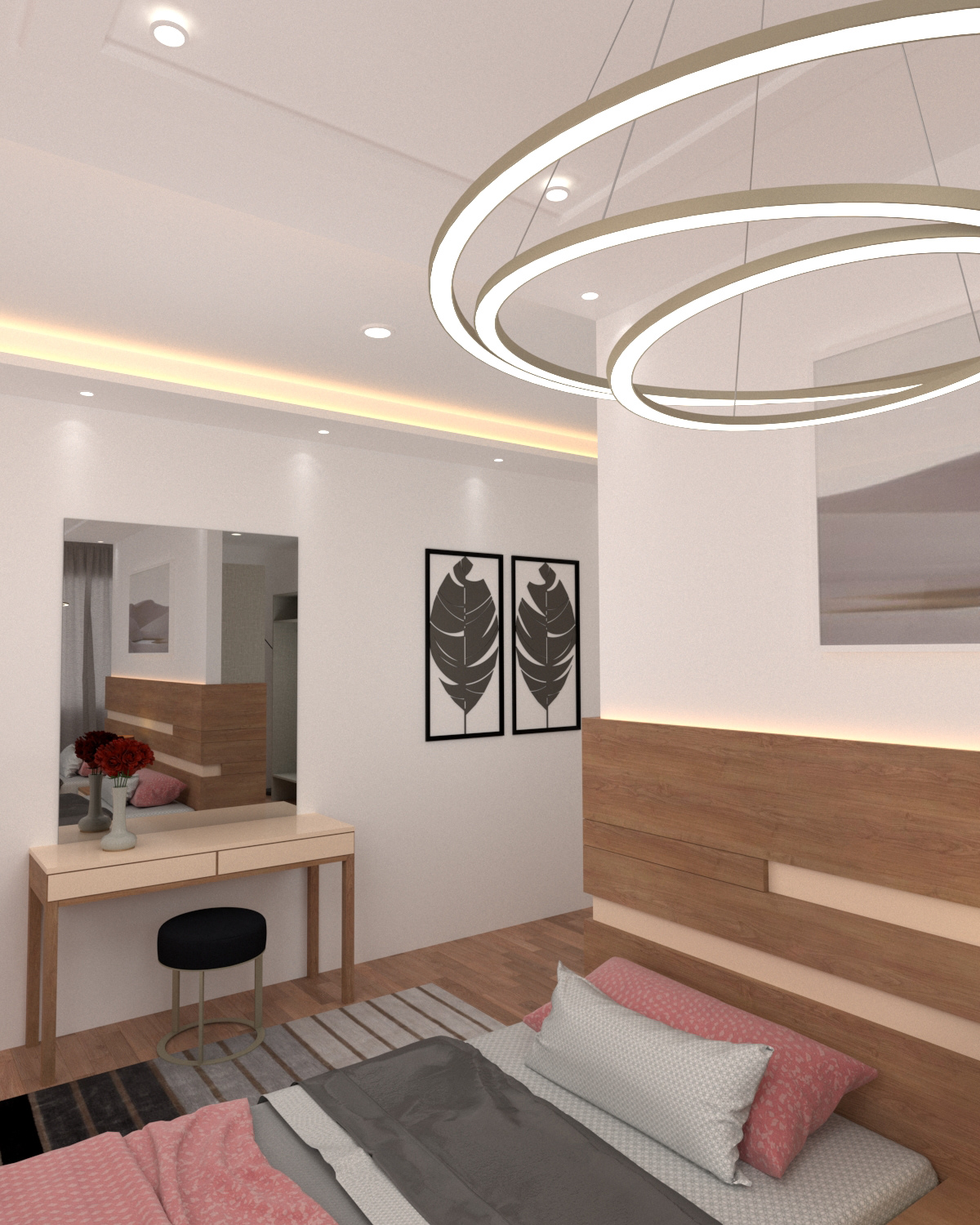 Double bedroomDesign design furniture ceilings distribution.