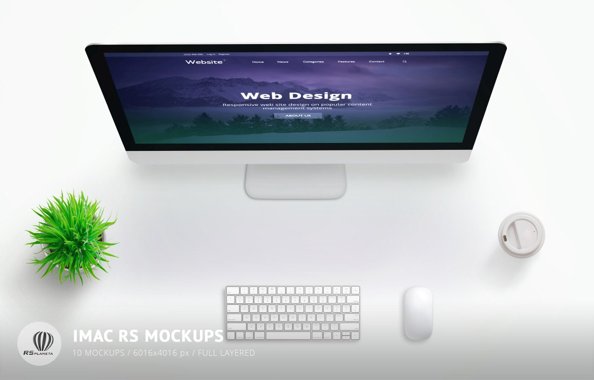 iMac apple Mockup Web Design  graphic design  wordpress Theme template Promotion photoshop