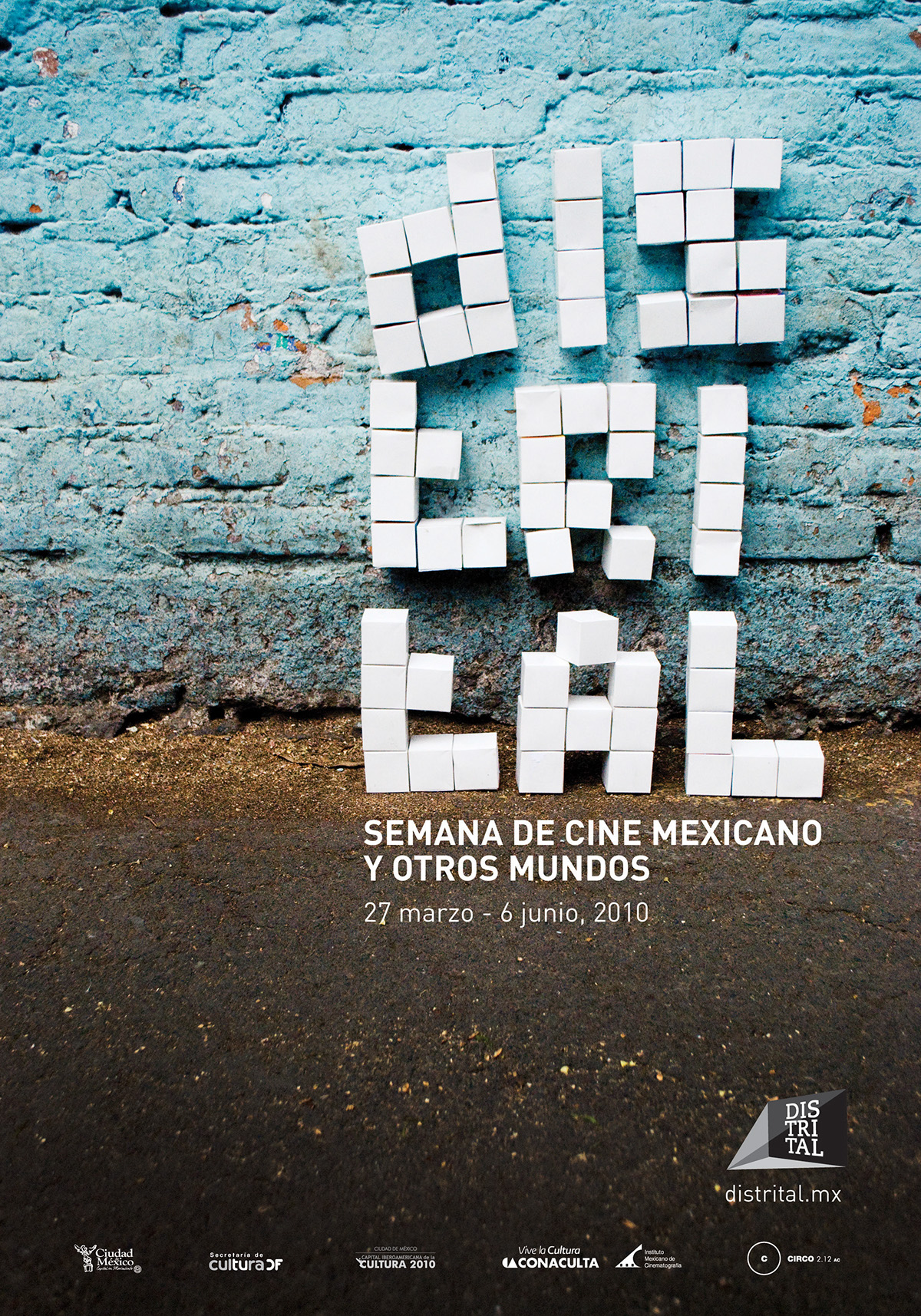 poster cartel festival cine film festival city campaign Campaña mexico blocks Cubos pared wall colors