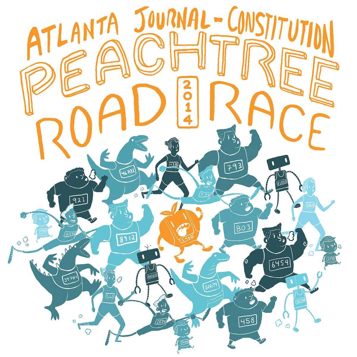 art Character t-shirt design Peachtree runners Road Race July 4th robot lizard SCAD madethis girl