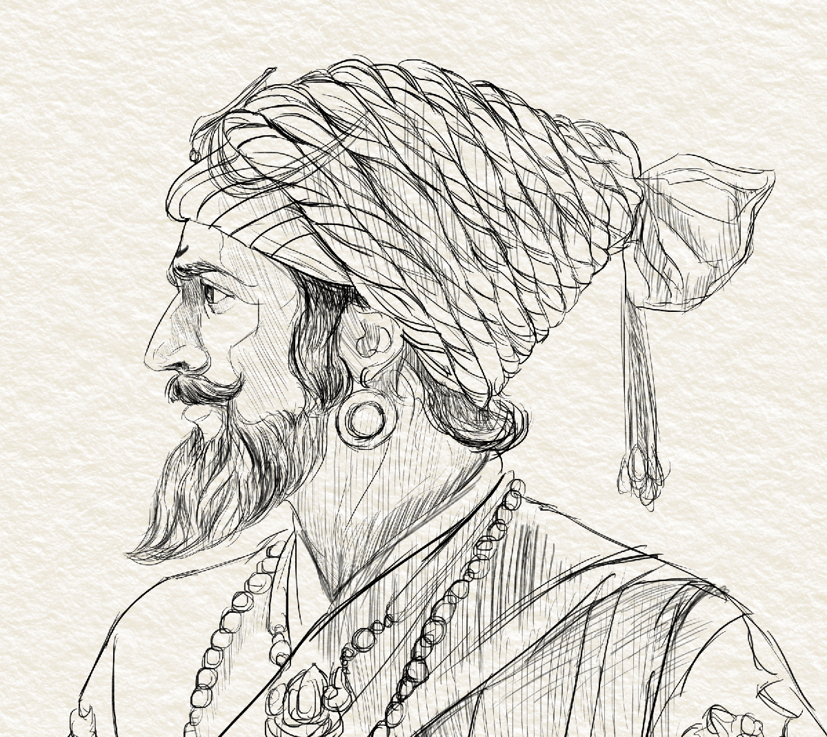 Matte Painting portrait sketch Shivaji Maharaj Drawing Maharashtra India