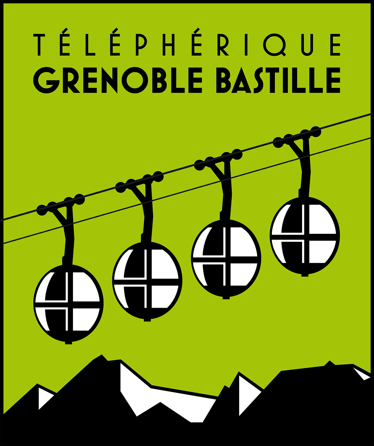 mountain grenoble cable-car telePherique vintage city green
