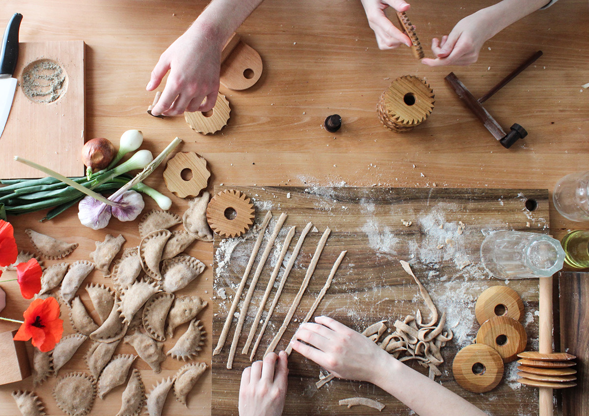 wood Food  dumplings polish family tradition reunion celebrating Fun cooking accesories tools craft friends