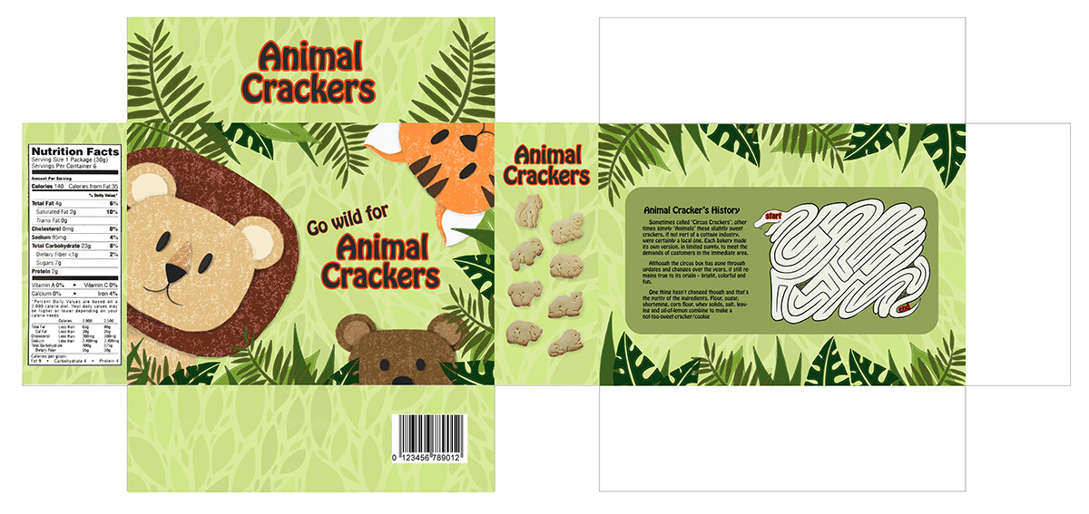 animal Animal Crackers package design  lion tigers bear box design