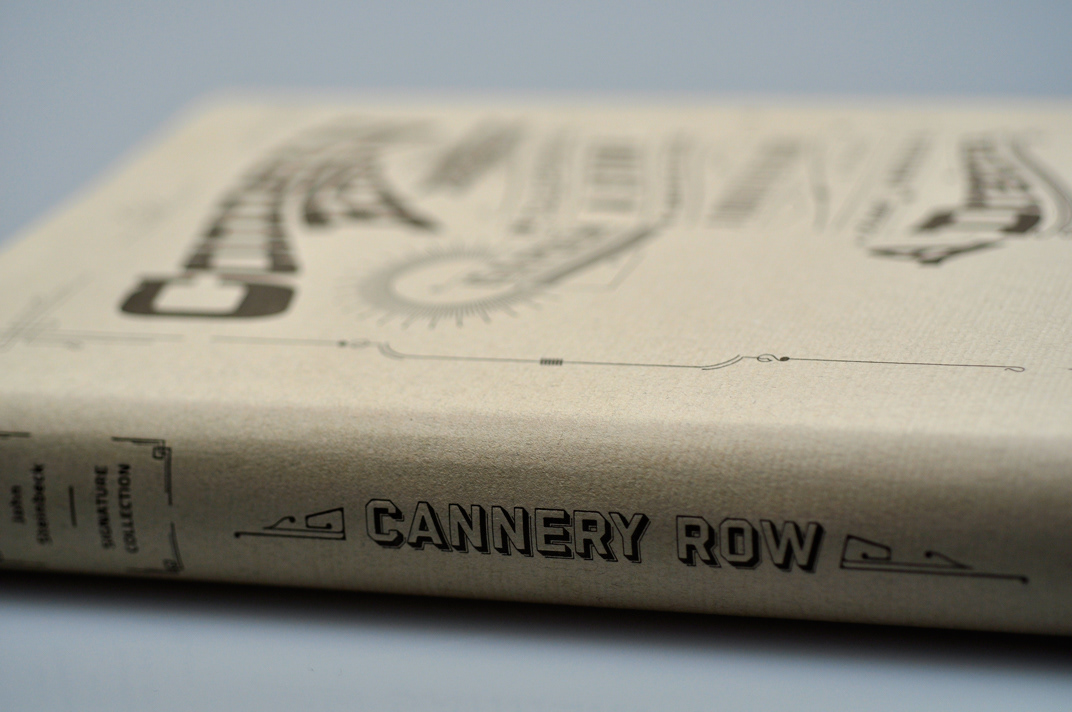 letterpress book jacket John Steinbeck cannery row early 20th century