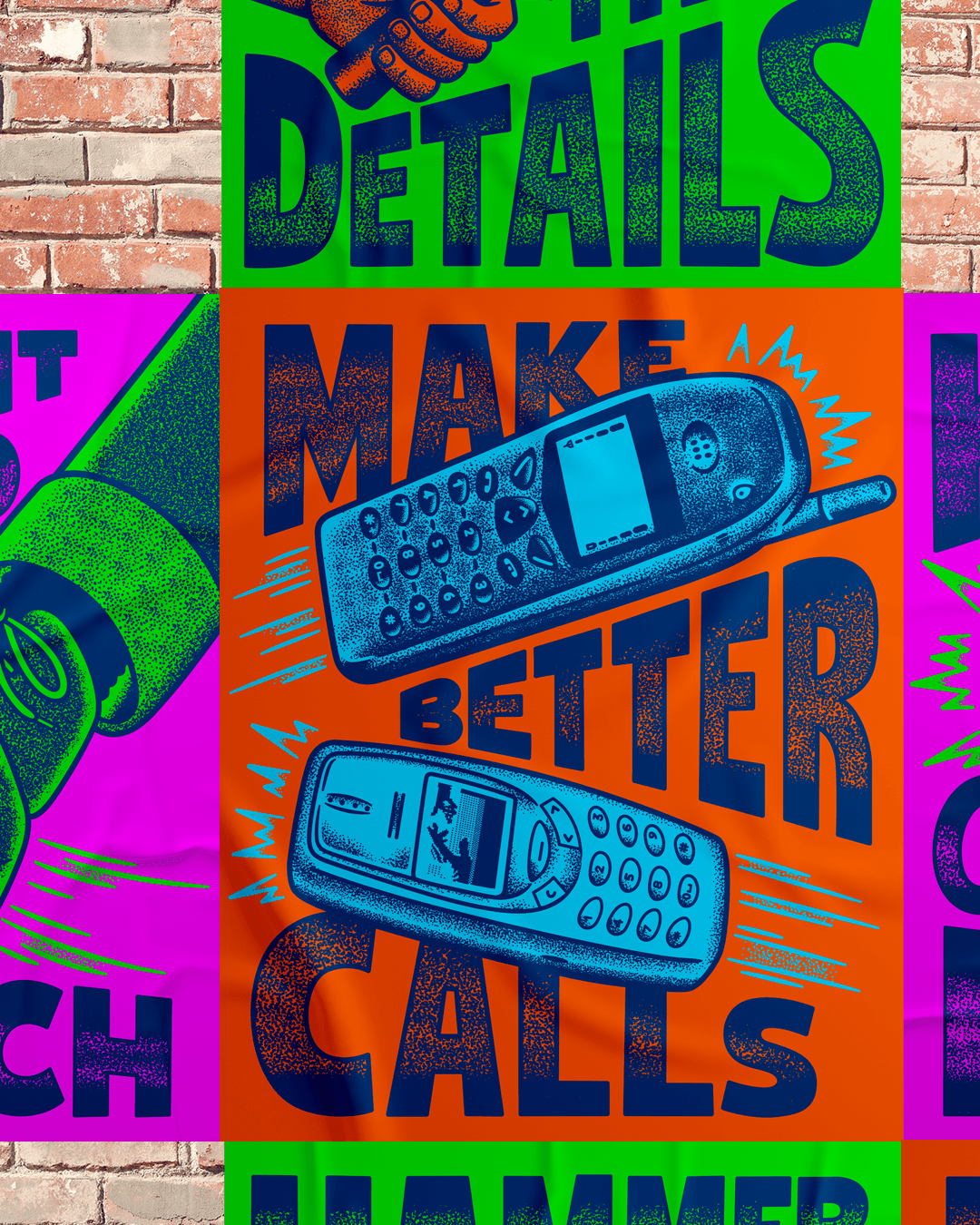 boot cellphone ILLUSTRATION  lettering mobile phone neon poster poster art slogan type