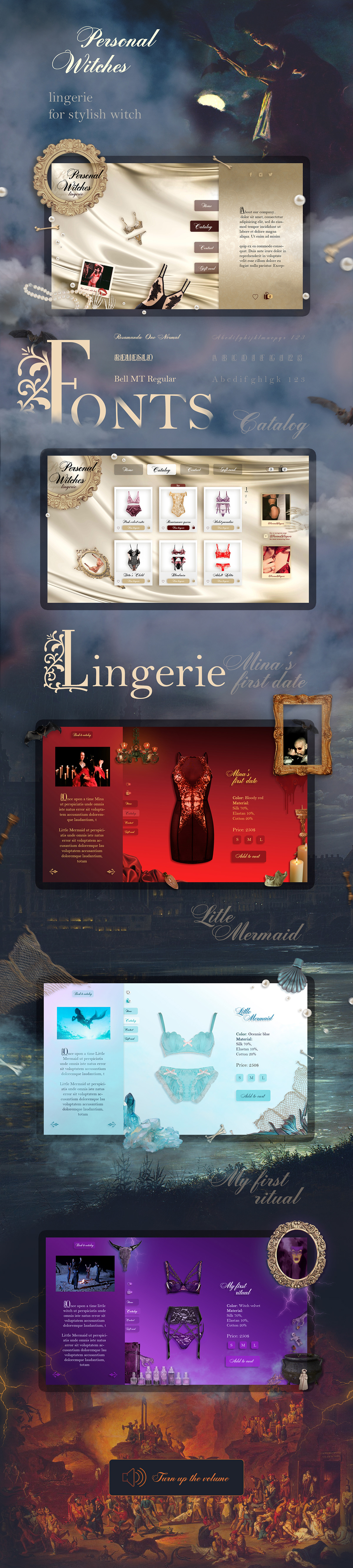 lingerie UI ux Webdesign Magic   art Witches photoshop gothic witch