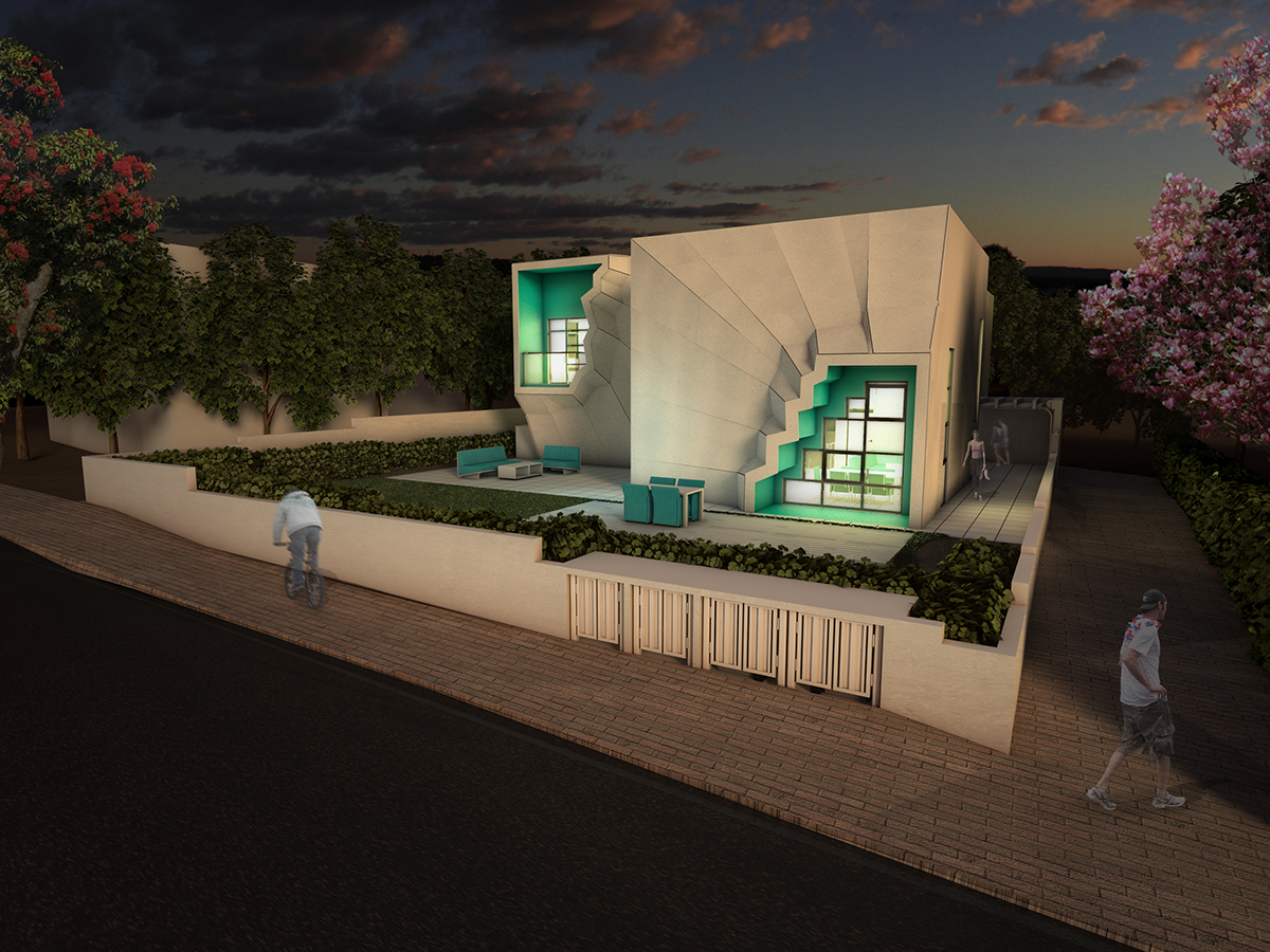 architecture Villa house design facade HPL glass cubes box amorphous