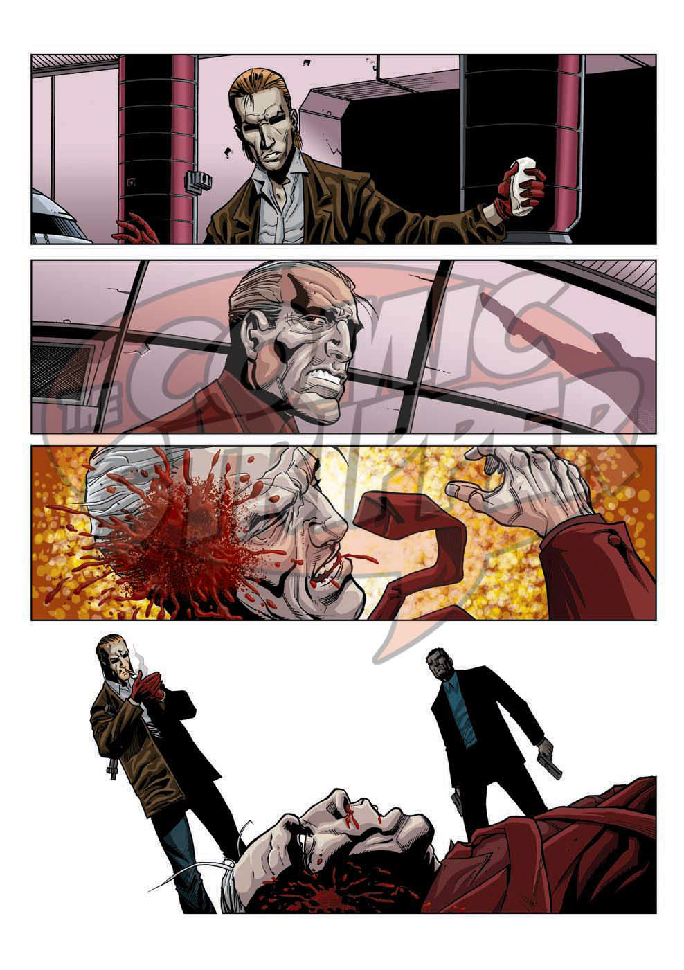 comicbook  comic art comic sinister dexter 2000AD Judge Dredd dark inking pencils colour Adult violence comic art