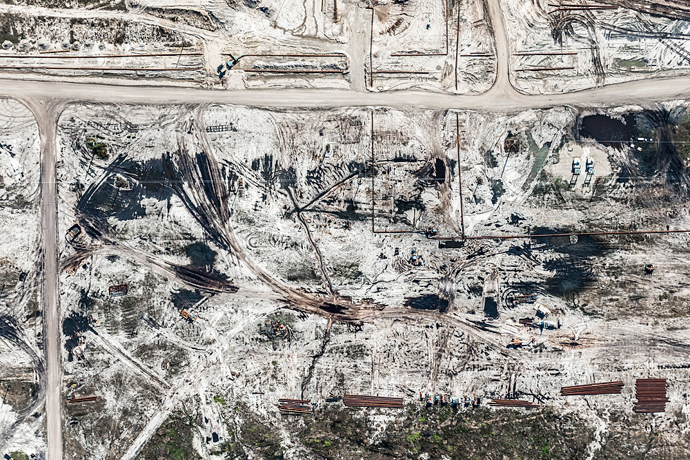 Aerial views Mining phosphate florida structure Patterns abstract environment Excavator industry chemistry