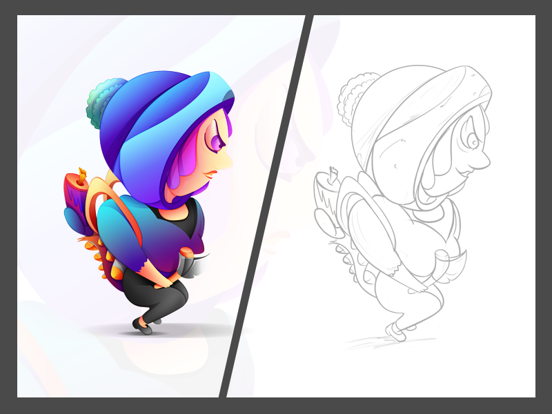 painted sketch idea concept colors scheme android iOS app girl