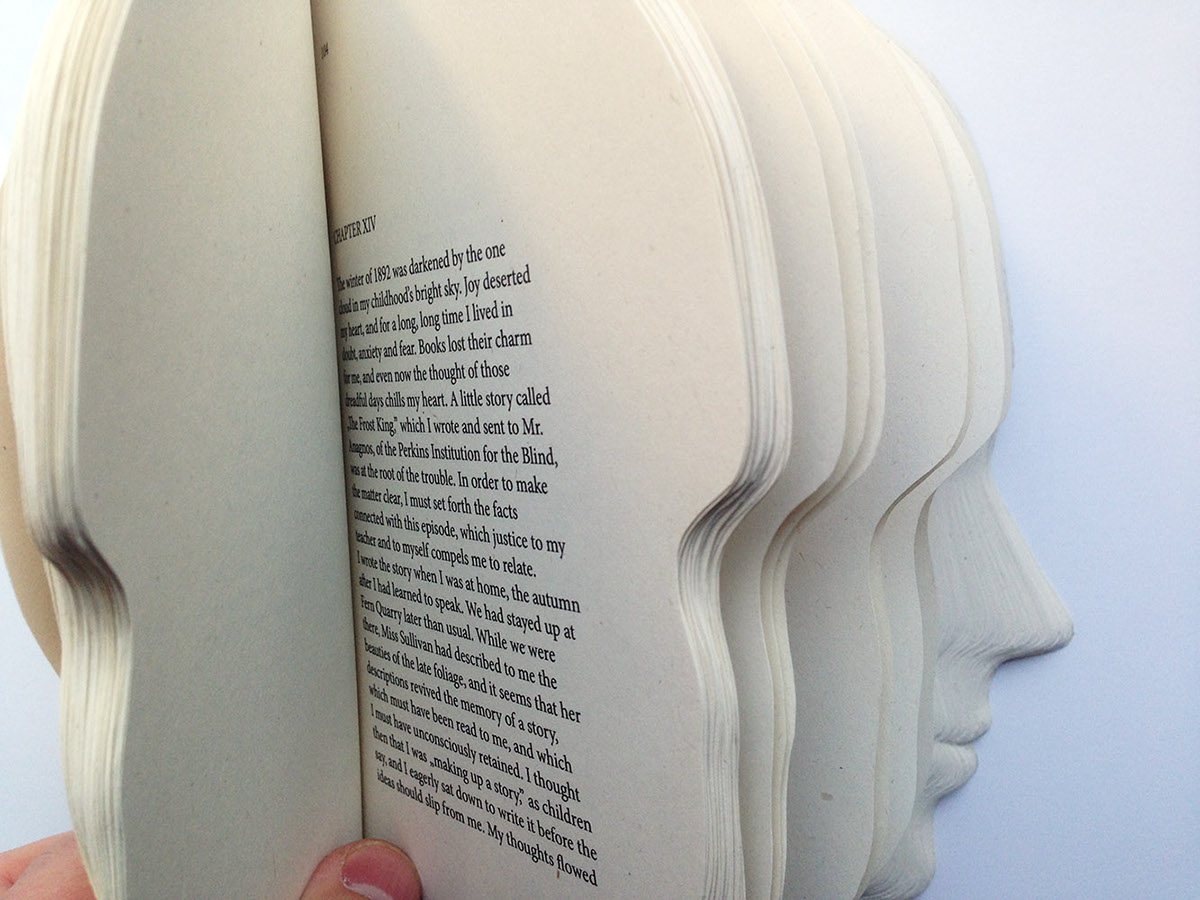 book helen keller face 3D bookbibding senses touch