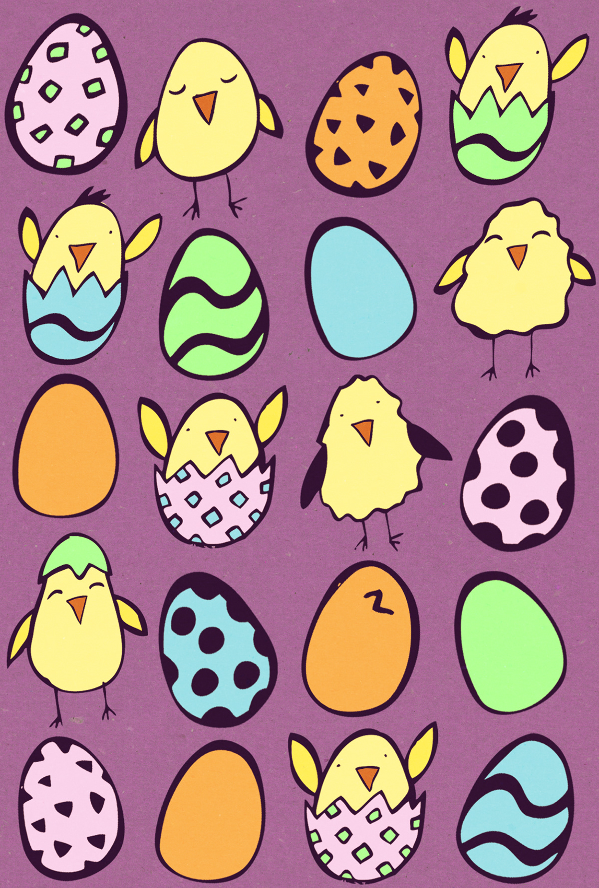 chicks Easter eggs greeting card