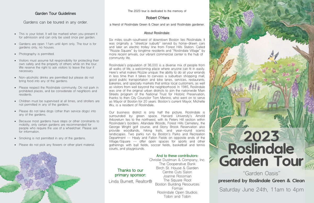garden garden tour botanical watercolor brochure Layout pamphlet map