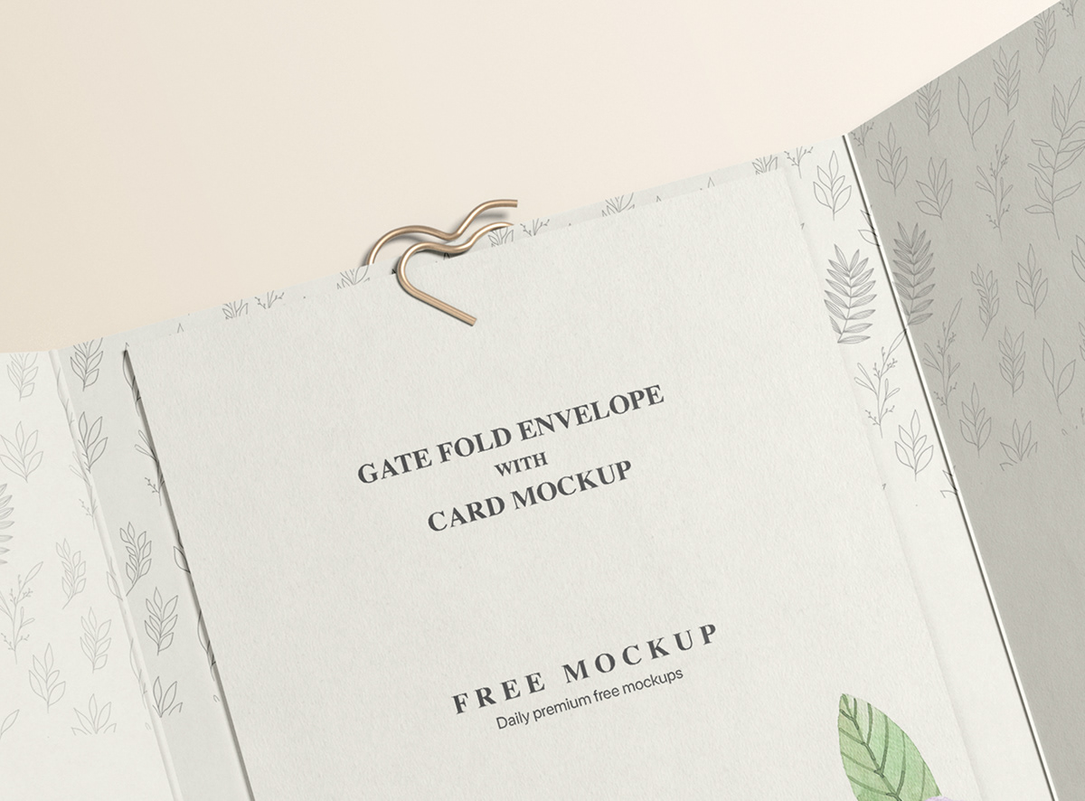 branding  card design envelope free mockup  gate fold Invitation invite print psd template