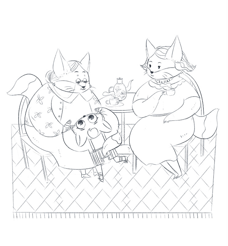 ILLUSTRATION  children's book crayon FOX Character design  kids book draw family animal design cute