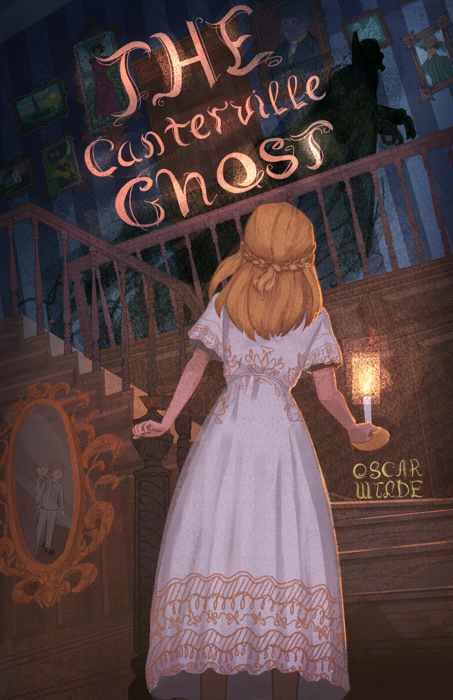 book cover children's book cover ghost HAND LETTERING Oscar Wilde Picture book picture book cover The Canterville Ghost Victorian