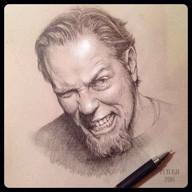 sketch art portrait pencil metal Celebrity sketchbook sketching Metallica male jameshetfield draw