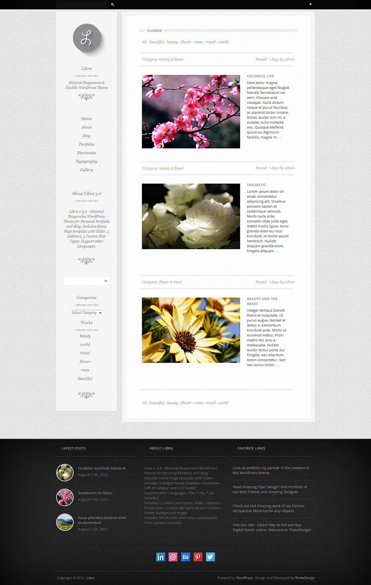 wordpress theme Responsive minimal portfolio Blog
