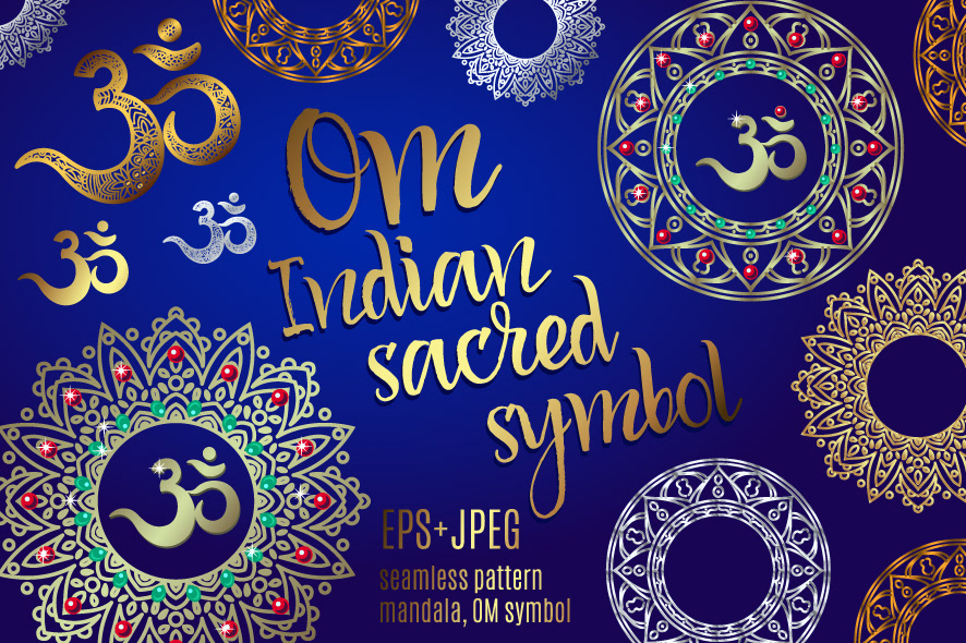 religion Om vector indian symbol Hindu meditation spiritual mantra philosophy hinduism ornament God tattoo Mandala religious element